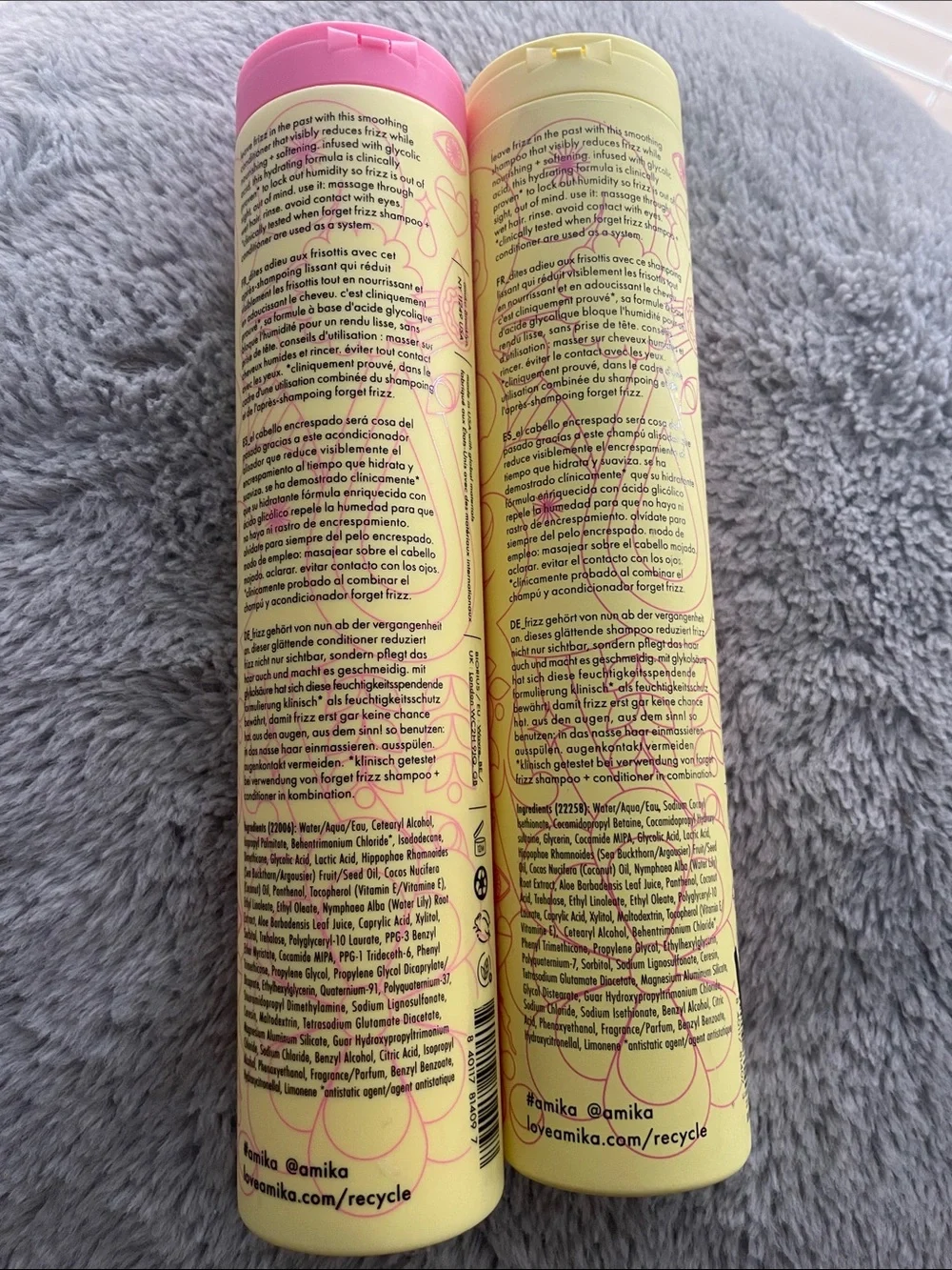 amika Forget Frizz Shampoo & Conditioner Duo - Yellow & Pink